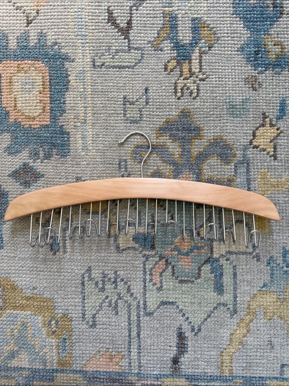 Wood Multi-Hook Accessory Hanger Natural Wood. 12 clips available for Tie / Belt